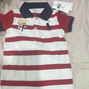 Ralph Lauren Vintage Kids Polo Romper 9 months with Red and White Stripes